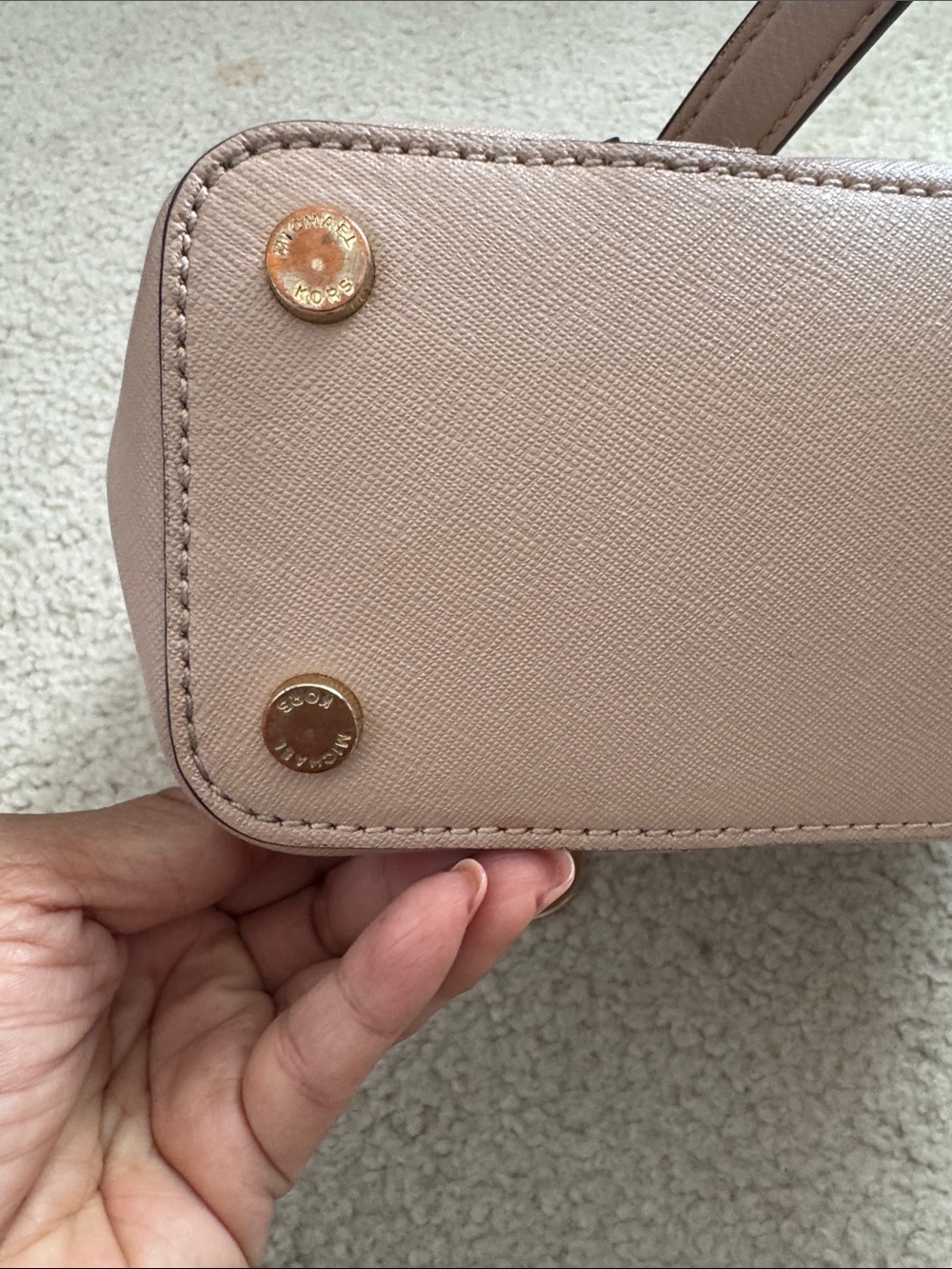 Michael Kors Pale Blush Leather Double-Handle Tote - Picture 7 of 14